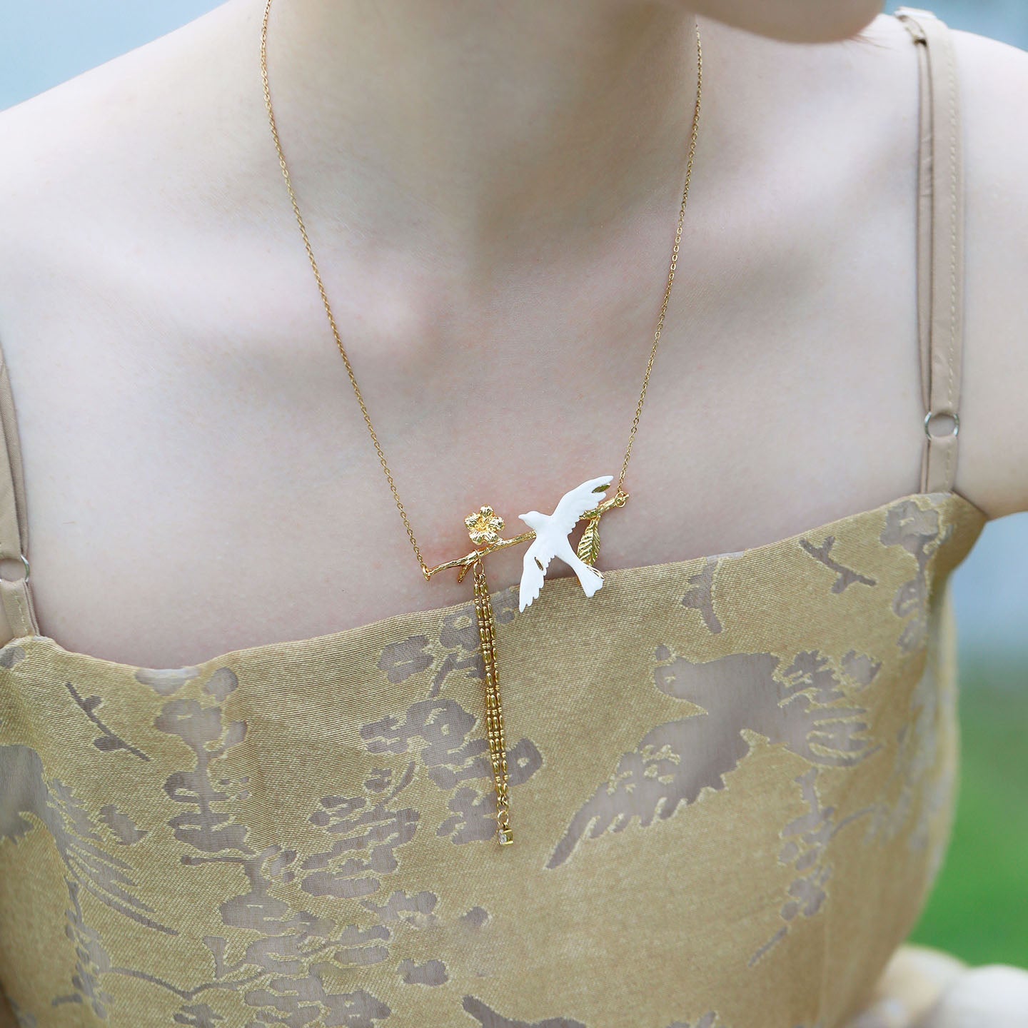 Flying Bird Ceramic Necklace