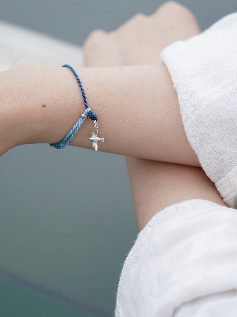 Flying Bird Silver Braided Bracelet