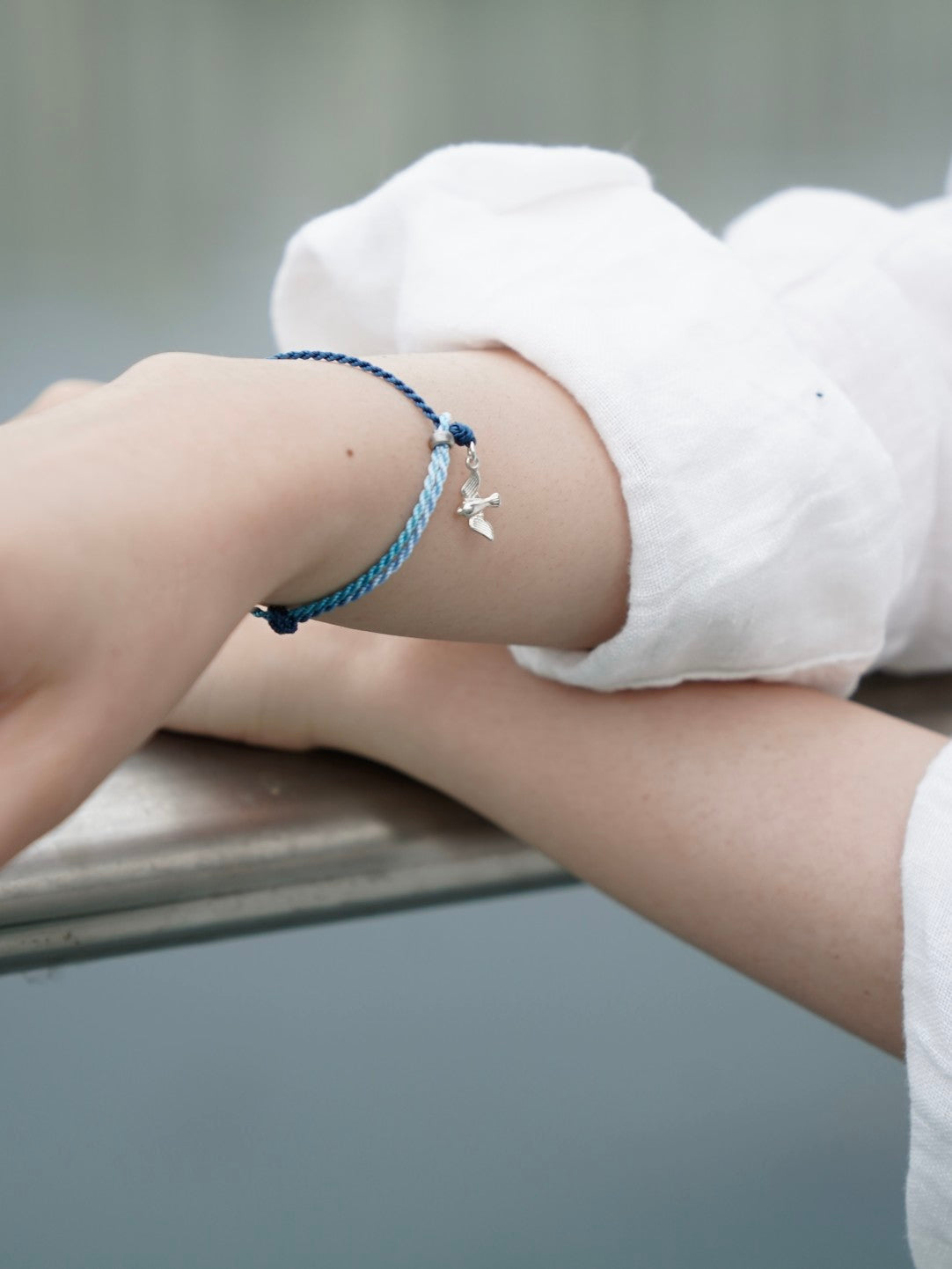 Flying Bird Silver Braided Bracelet