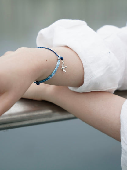 Flying Bird Silver Braided Bracelet