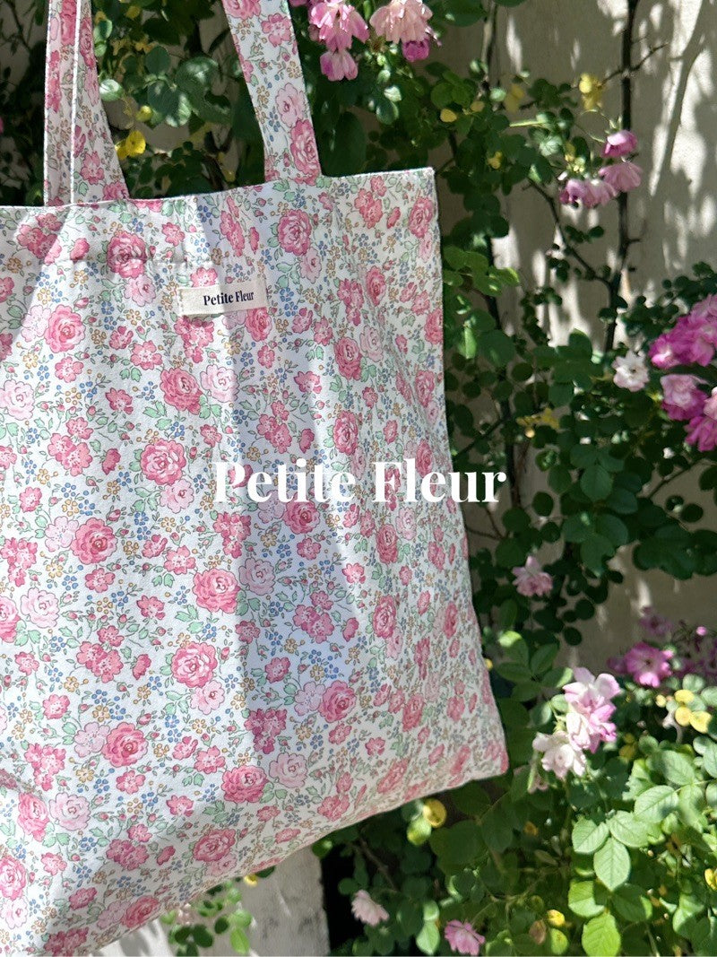 French Floral Print Canvas Shoulder Bag