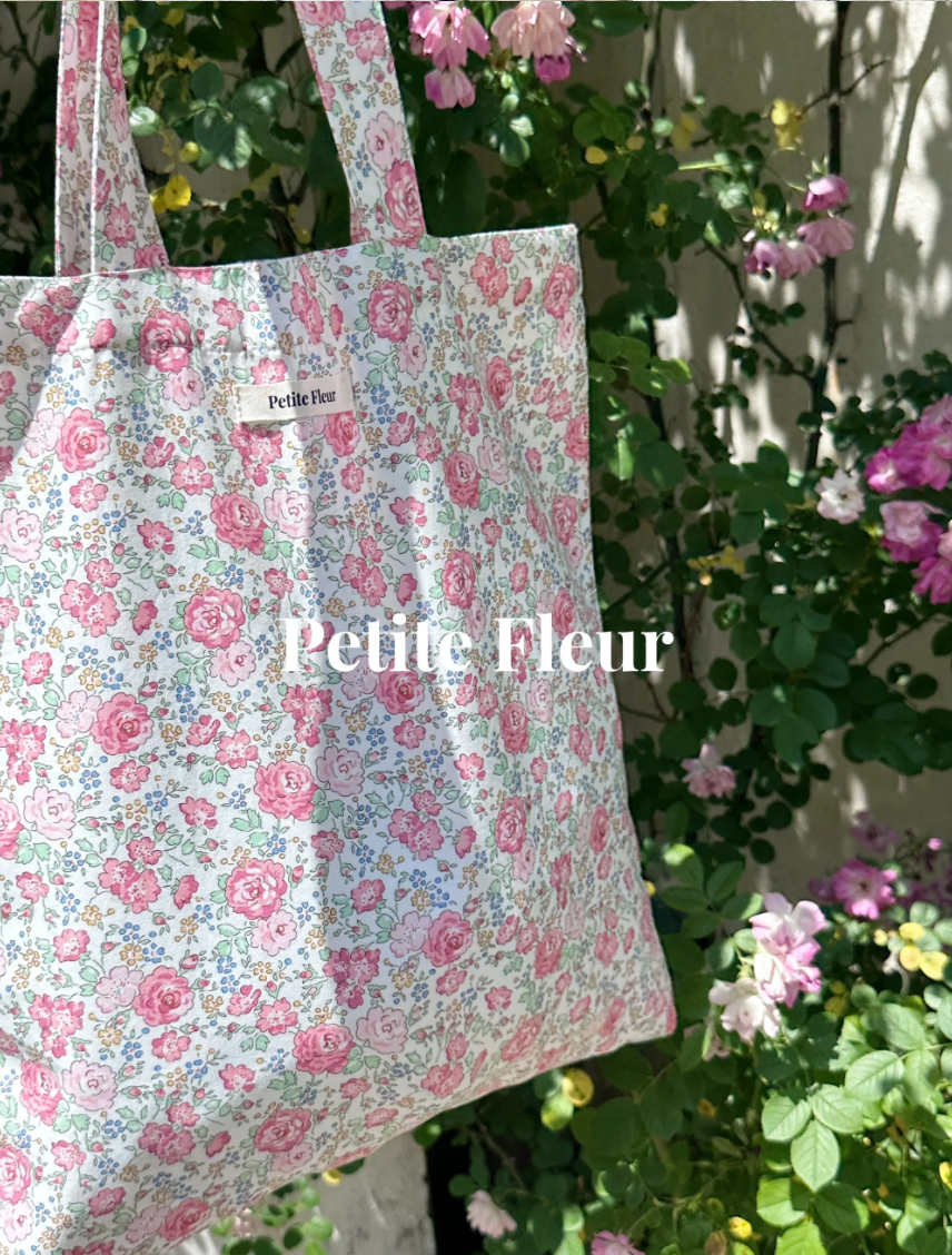 French Floral Print Canvas Shoulder Bag