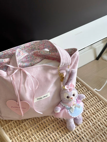 French Floral Print Doubleface Suede Handbag