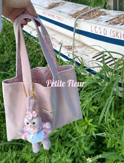French Floral Print Doubleface Suede Handbag