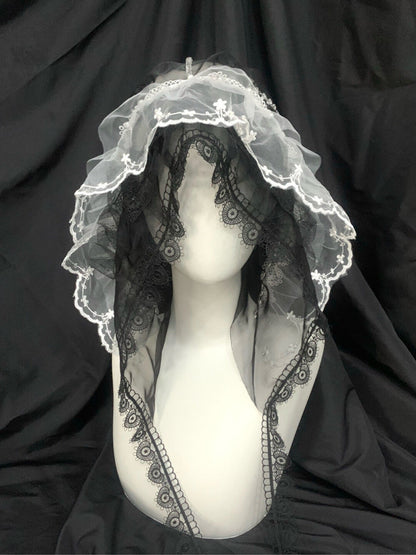 French Organza Lace Ruffled Veil