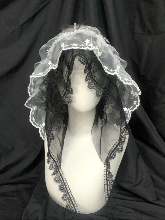 French Organza Lace Ruffled Veil