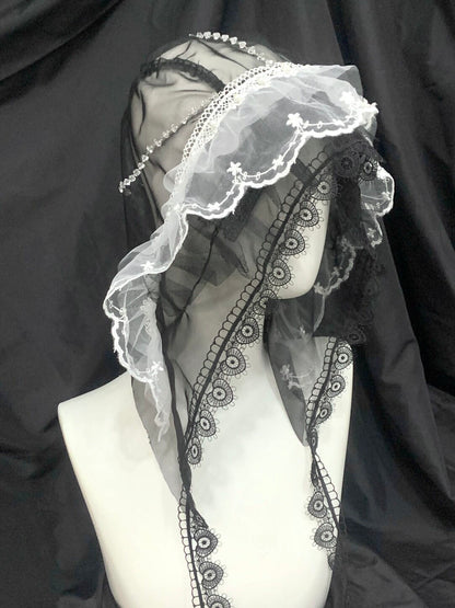 French Organza Lace Ruffled Veil