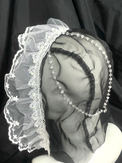 French Organza Lace Ruffled Veil
