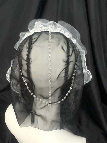 French Organza Lace Ruffled Veil