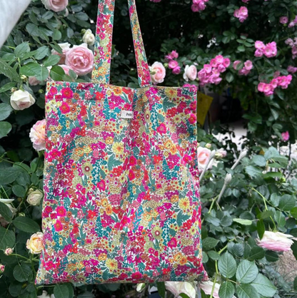 French Floral Print Canvas Shoulder Bag