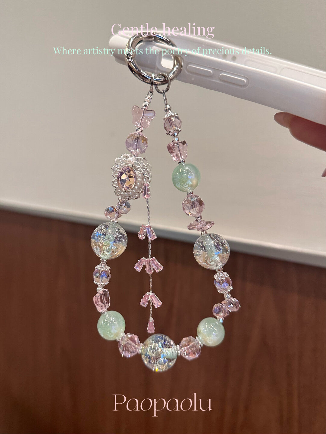 Fresh Pink and Green Tassel Phone Charm