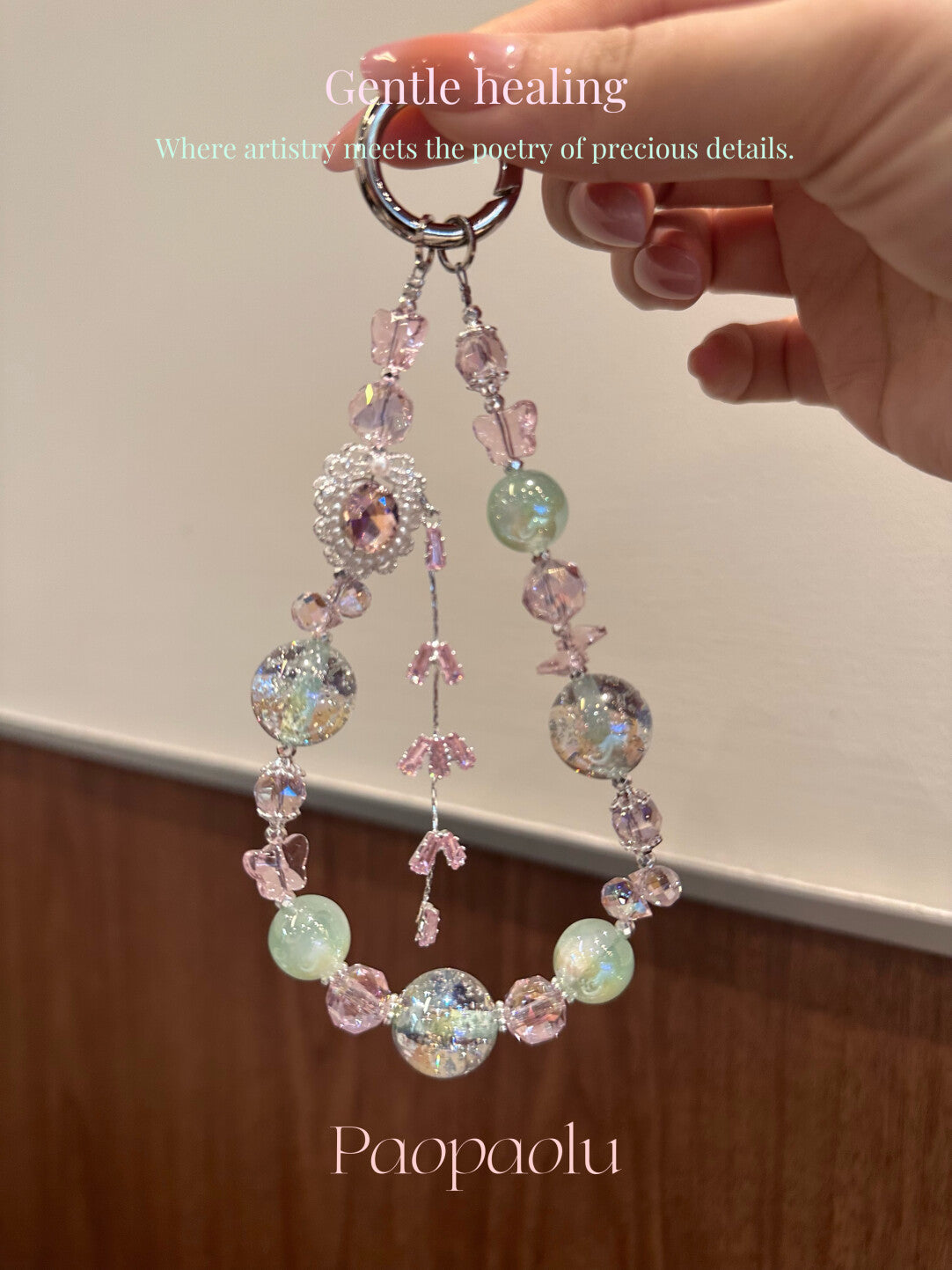 Fresh Pink and Green Tassel Phone Charm