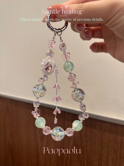 Fresh Pink and Green Tassel Phone Charm