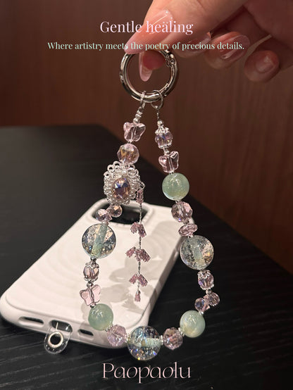 Fresh Pink and Green Tassel Phone Charm