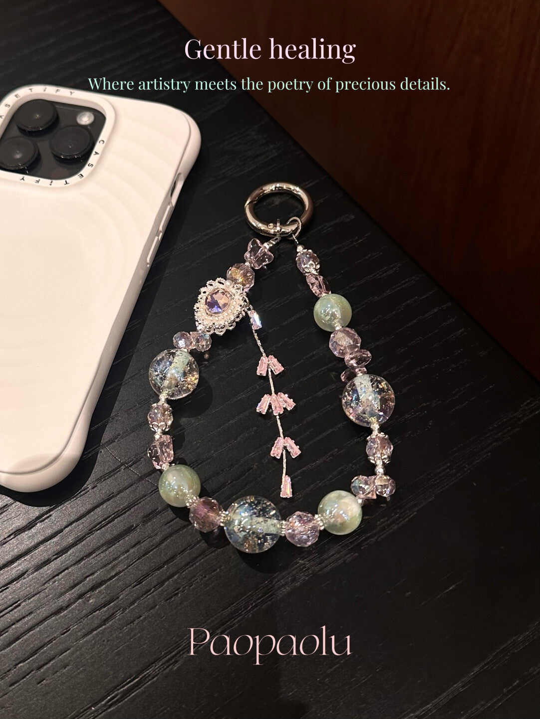 Fresh Pink and Green Tassel Phone Charm