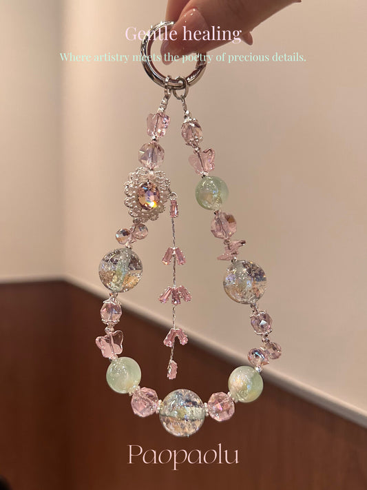 Fresh Pink and Green Tassel Phone Charm