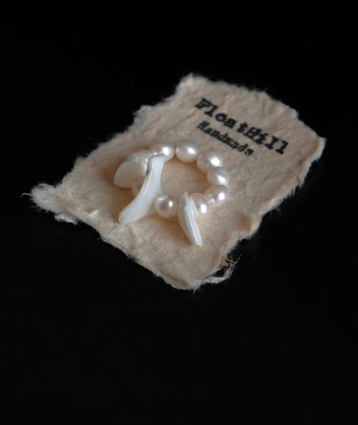 Freshwater Pearl Petal Stacked Elastic Ring