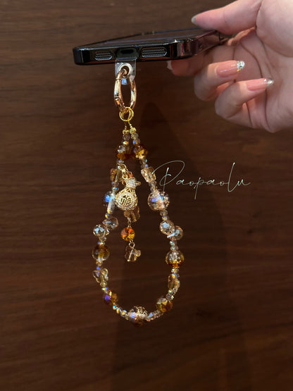 Full of Fortune Amber Beaded Phone Charm