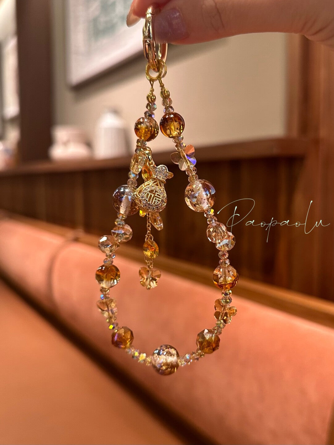 Full of Fortune Amber Beaded Phone Charm