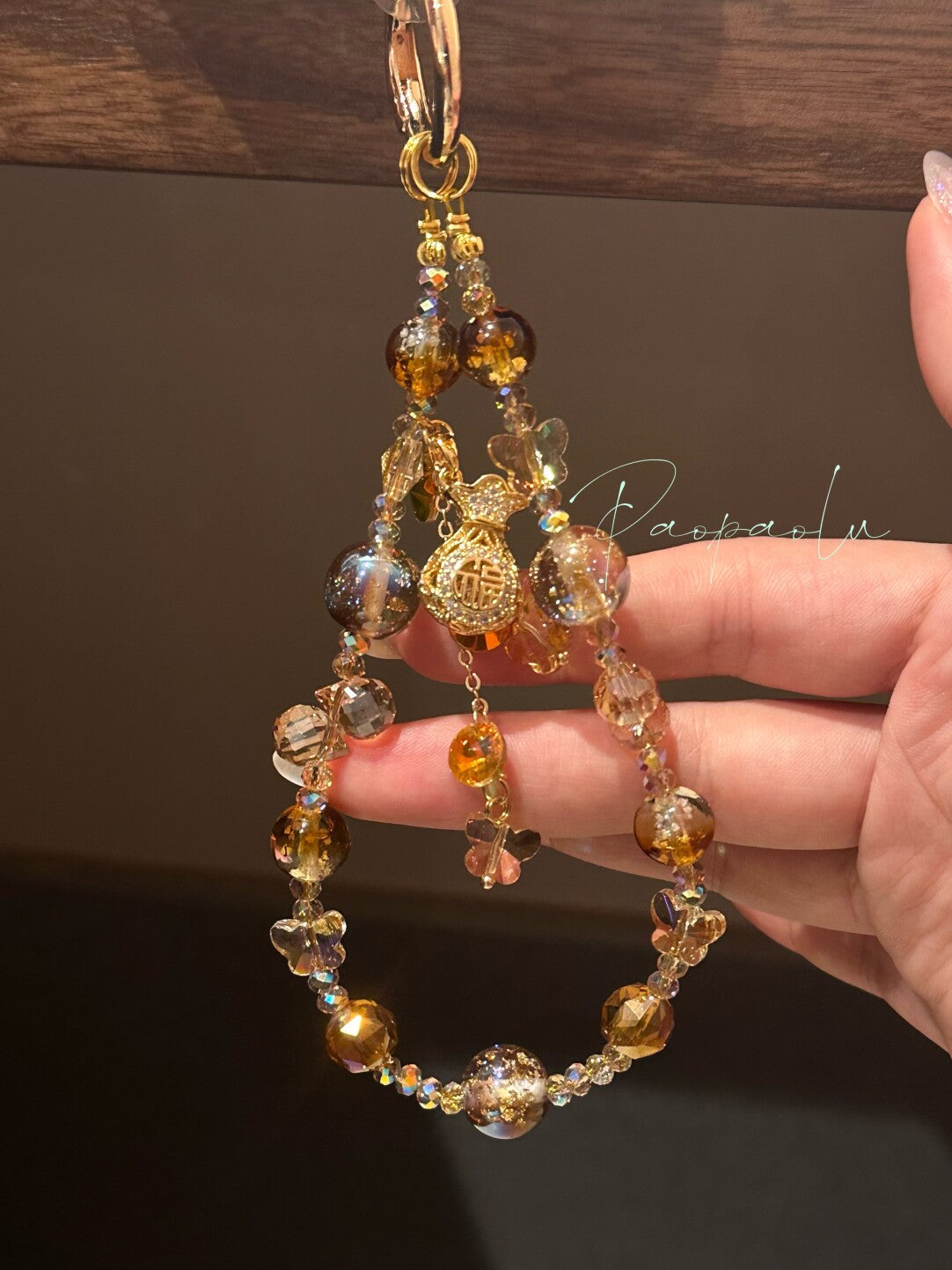 Full of Fortune Amber Beaded Phone Charm