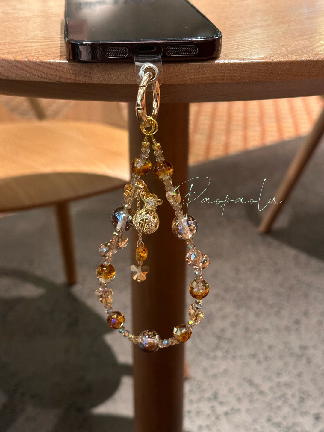 Full of Fortune Amber Beaded Phone Charm