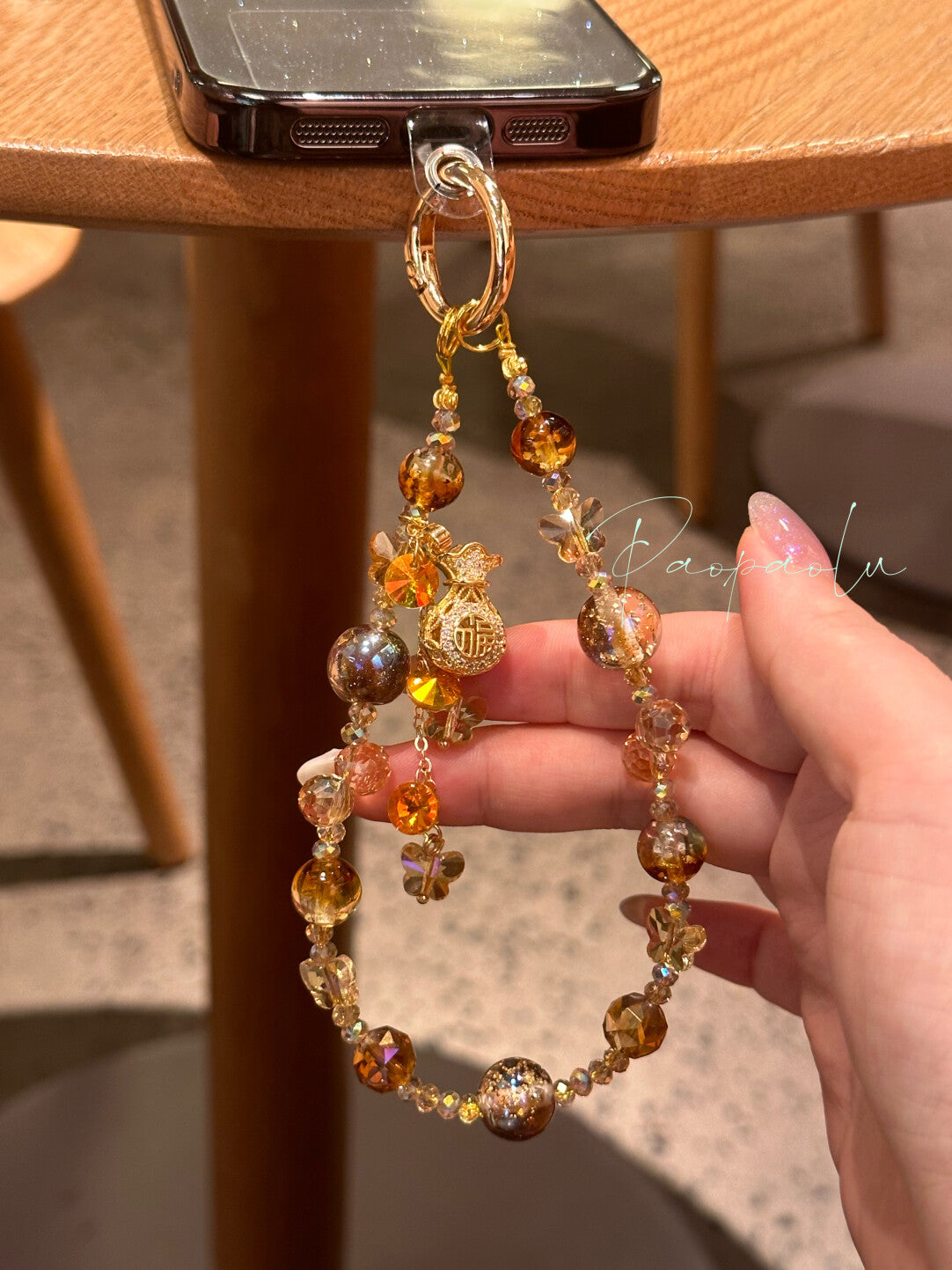 Full of Fortune Amber Beaded Phone Charm