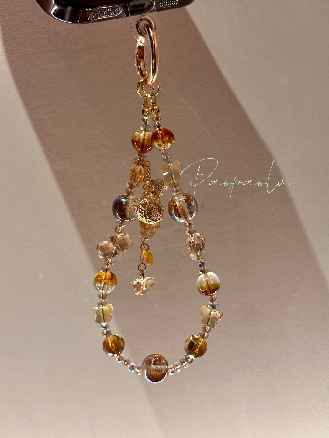 Full of Fortune Amber Beaded Phone Charm