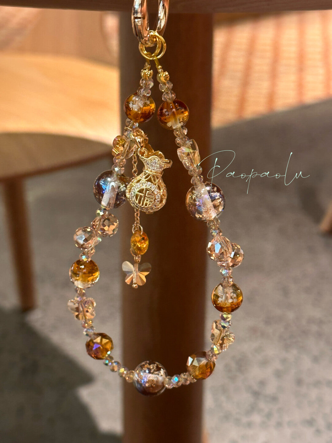 Full of Fortune Amber Beaded Phone Charm