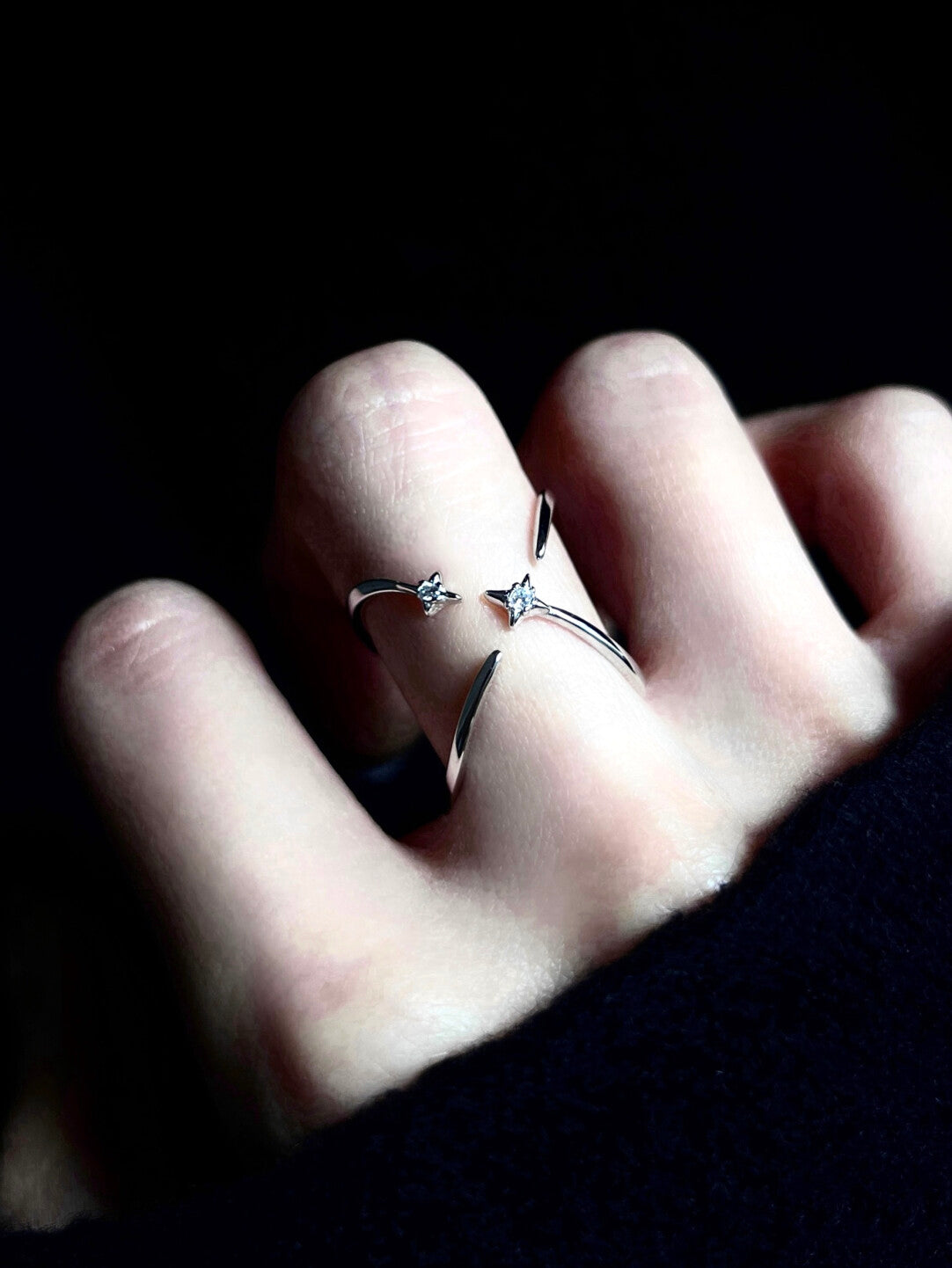 Galaxy Four Pointed Star Ring