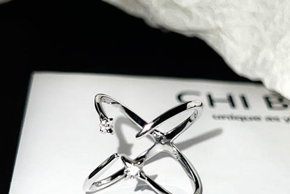 Galaxy Four Pointed Star Ring