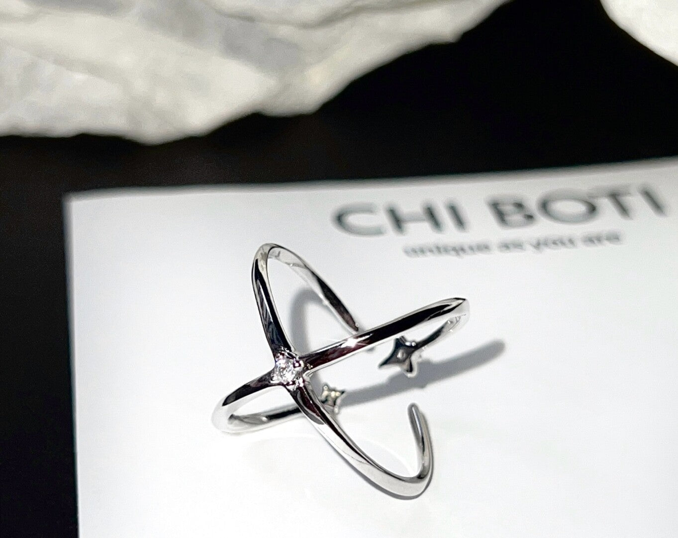 Galaxy Four Pointed Star Ring