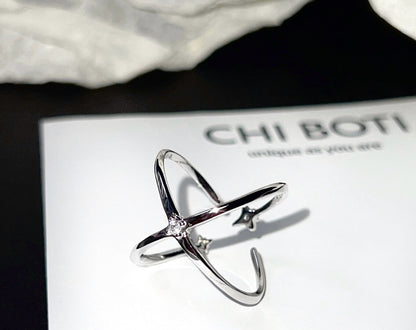 Galaxy Four Pointed Star Ring