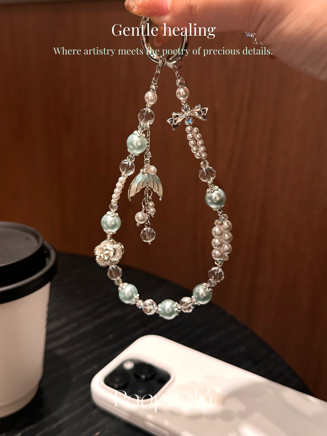 Glass Sea Beaded Phone Charm