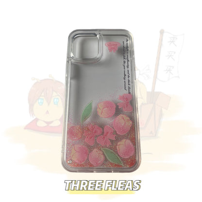 Glitter Quicksand Peach and Flower Phone Case