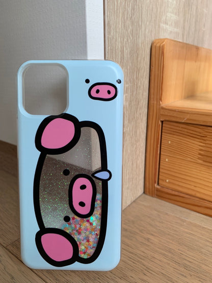 Glitter Quicksand Pig Printed Phone Case
