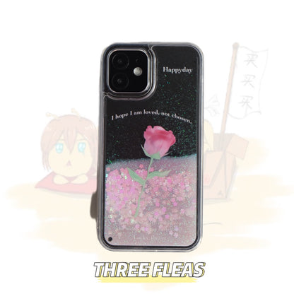 Glitter Quicksand Rose Printed Phone Case