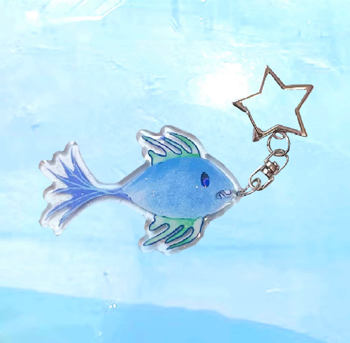 Glittery Resin Cute Fish Keychain