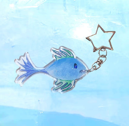 Glittery Resin Cute Fish Keychain