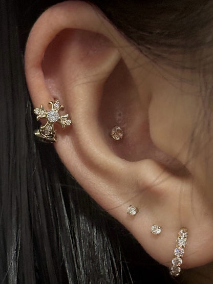 Gold Cross Fleur-de-Lis Ear Cuff