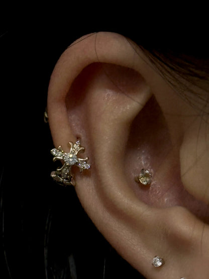 Gold Cross Fleur-de-Lis Ear Cuff