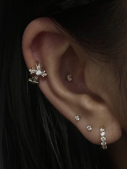 Gold Cross Fleur-de-Lis Ear Cuff