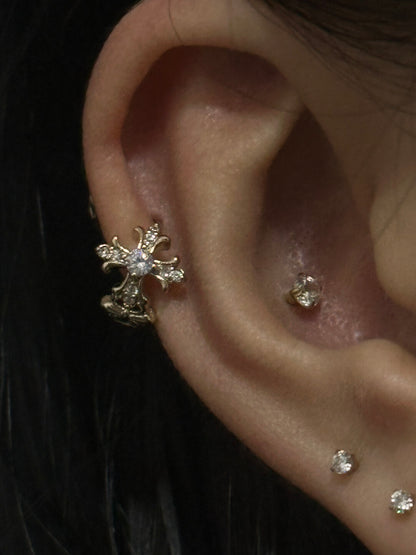 Gold Cross Fleur-de-Lis Ear Cuff