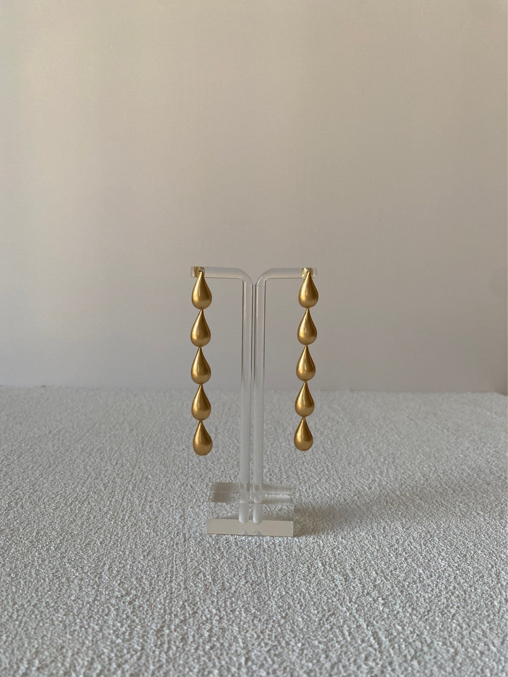 Gold Teardrop Drop Stud Earrings
