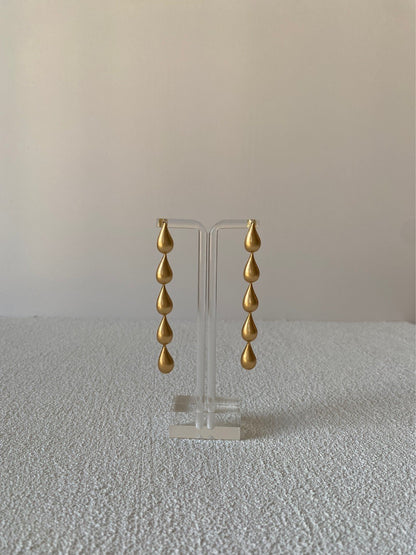 Gold Teardrop Drop Stud Earrings