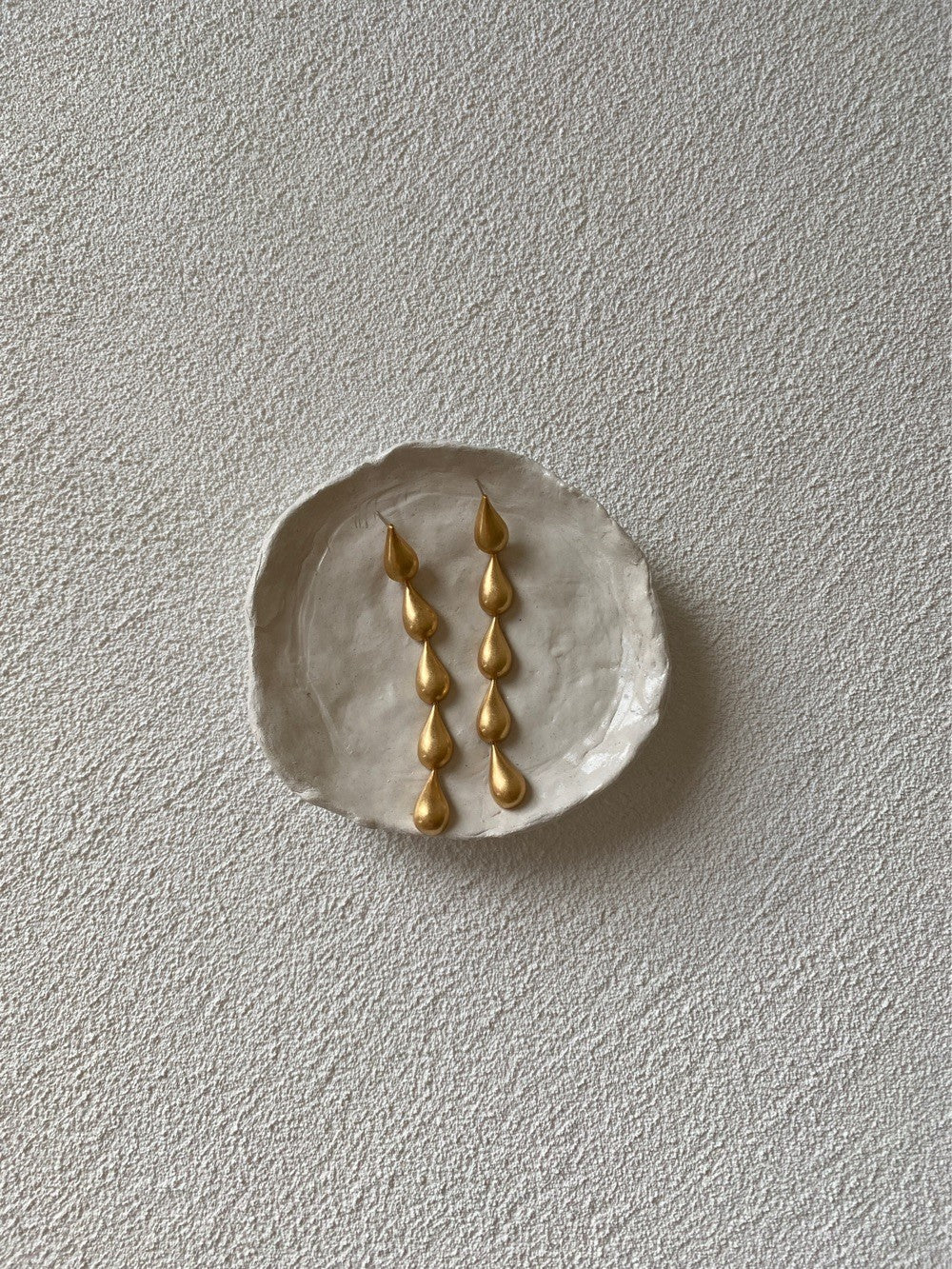 Gold Teardrop Drop Stud Earrings