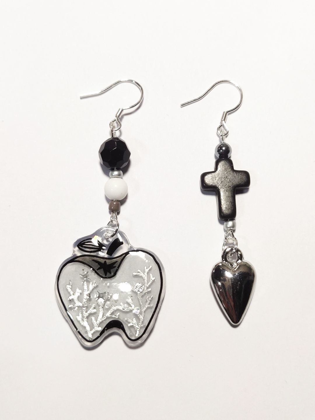 Gothic Apple Heart Asymmetric Shrink Plastic Earring