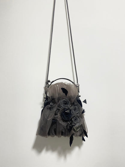 Gothic Rose Feather Kiss-Lock Chain Bag