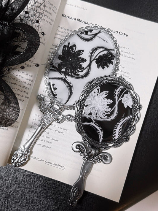 Gothic Snake Bone & Flower Foldable Handheld Mirror