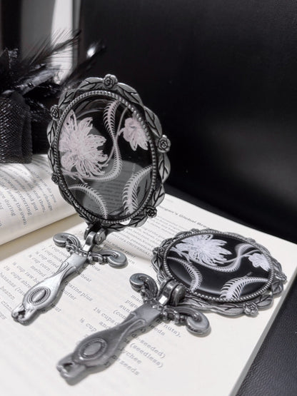 Gothic Snake Bone & Flower Foldable Handheld Mirror