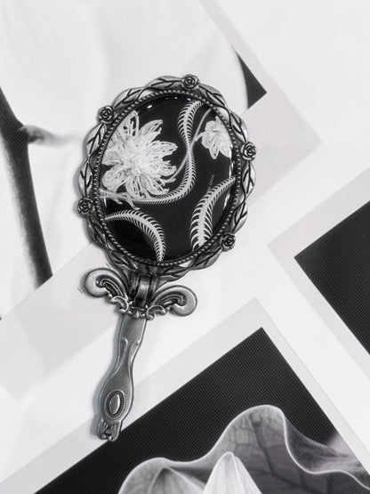Gothic Snake Bone & Flower Foldable Handheld Mirror